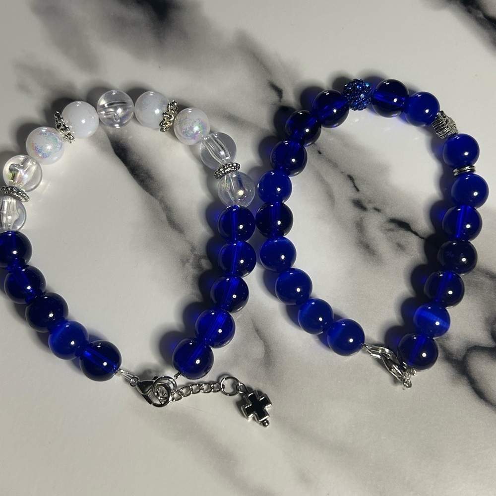 Blue & White Matching Bracelet Set - Picture 2 of 2